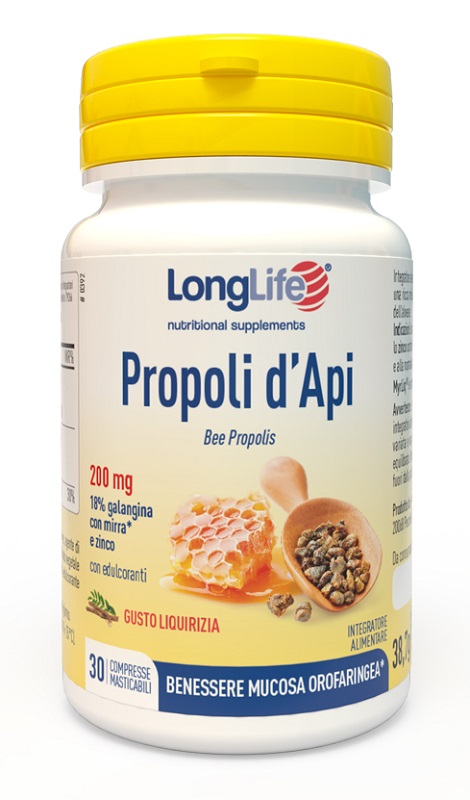 LONGLIFE PROPOLI D'API 30 COMPRESSE MASTICABILI - Farmacia Mortise