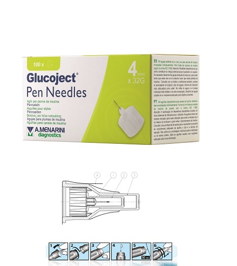 AGO PER PENNA DA INSULINA GLUCOJECT LUNGHEZZA 4 MM GAUGE 32 100 PEZZI - Farmacia Mortise