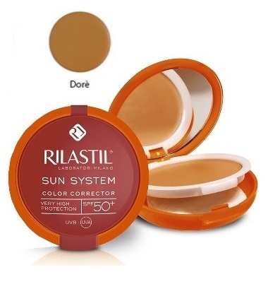 RILASTIL SUN SYSTEM PHOTO PROTECTION THERAPY SPF50+ COMPATTO DORE' 10 ML - Farmacia Mortise