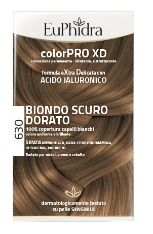 EUPHIDRA COLORPRO XD 630 BIONDO SCURO DORATO GEL COLORANTE CAPELLI IN FLACONE + ATTIVANTE + BALSAMO + GUANTI - Farmacia Mortise