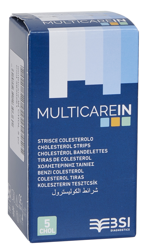 TEST COLESTEROLEMIA MULTICARE IN COLESTEROLO IN STRISCE CON ASPIRAZIONE CAPILLARE 5 PEZZI - Farmacia Mortise