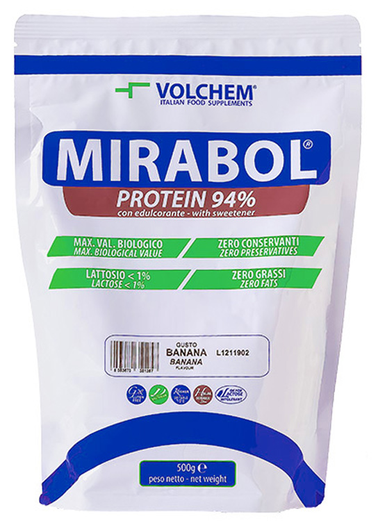 MIRABOL PROTEIN 94% BANANA 500 G - Farmacia Mortise