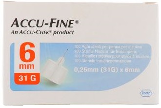 AGO PER PENNA DA INSULINA ACCU-FINE PEN NEEDLE ACCU-CHEK GAUGE 31 X 6MM 100 PEZZI - Farmacia Mortise