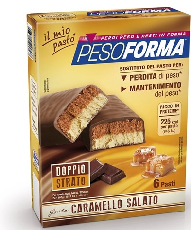 PESOFORMA BARRETTA AL CARAMELLO SALATO 12 PEZZI DA 31 G - Farmacia Mortise