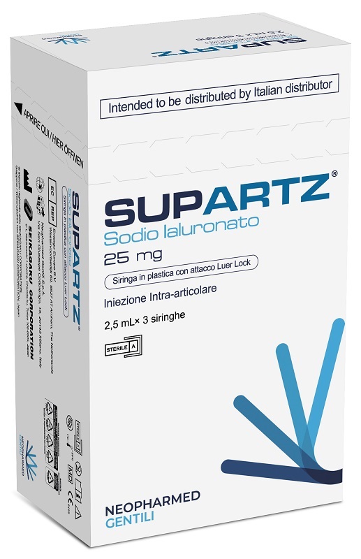 SIRINGA PRERIEMPITA INTRA-ARTICOLARE SUPARTZ ACIDO IALURONICO 25 MG 2,5 ML 3 PEZZI - Farmacia Mortise