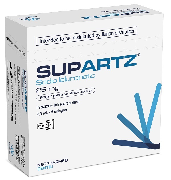 SIRINGA PRERIEMPITA INTRA-ARTICOLARE SUPARTZ ACIDO IALURONICO 25 MG 2,5 ML 5 PEZZI - Farmacia Mortise