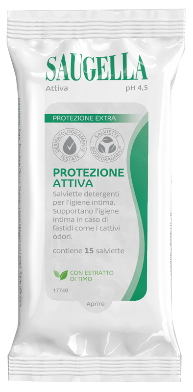 SAUGELLA ATTIVA SALVIETTINE 15 PEZZI - Farmacia Mortise