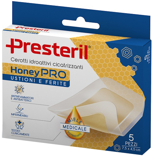 CEROTTO IDROATTIVO CICATRIZZANTE PRESTERIL HONEYPRO 5X7 CM 5 PEZZI - Farmacia Mortise