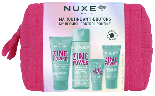 NUXE ZINC POWER TROUSSE ANTI-IMPERFEZIONI 1 FLUIDO MATTIFICANTE 40 ML + 1 GEL DETERGENTE 150 ML + 1 LOZIONE PURIFICANTE 200 ML + 1 SIERO 30 ML - Farmacia Mortise