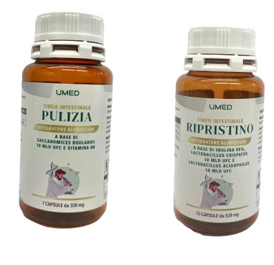 KIT TIMER INTESTINALE PULIZIA 7 CAPSULE DA 339 MG + RIPRISTINO 13 CAPSULE DA 529 MG - Farmacia Mortise