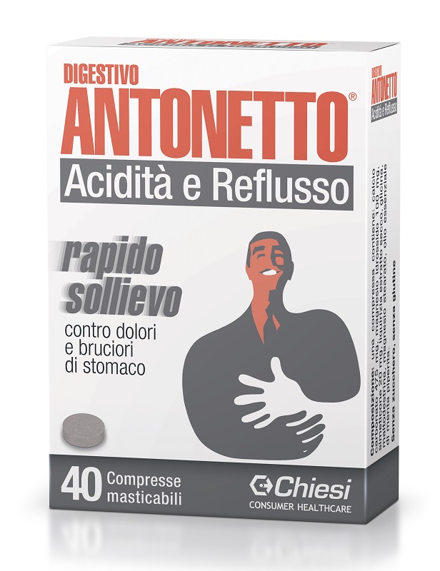 DIGESTIVO ANTONETTO ACIDITA' E REFLUSSO 40 COMPRESSE MASTICABILI - Farmacia Mortise