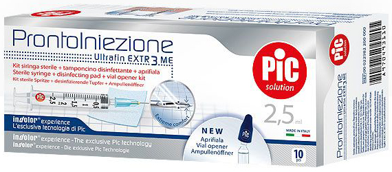 SIRINGA PIC SOLUTION PRONTO INIEZIONE 2,5 ML AGO GAUGE 23 1 1/4 10 PEZZI - Farmacia Mortise