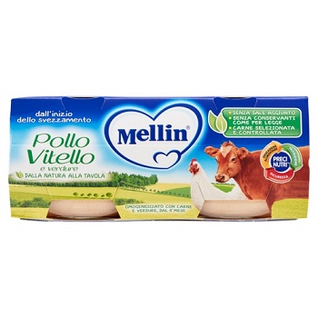 MELLIN OMOGENEIZZATO POLLO VITELLO CON VERDURE 2 X 80 G - Farmacia Mortise