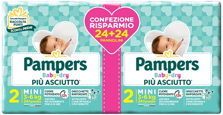 PAMPERS BABY DRY DUO DOWNCOUNT MINI 48 PEZZI - Farmacia Mortise