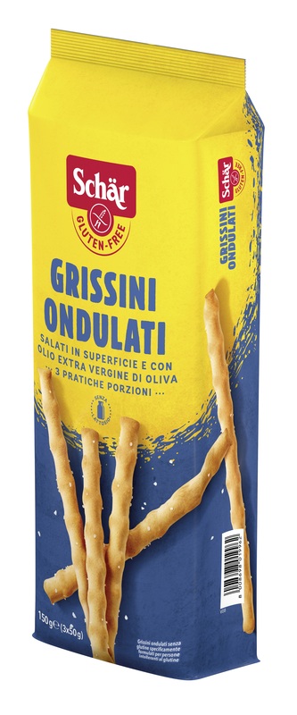 SCHAR GRISSINI ONDULATI SALATI IN SUPERFICIE 3 PORZIONI DA 50 G - Farmacia Mortise
