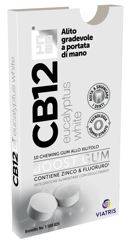 CB12 BOOST EUCALYPTUS WHITE 10 CHEWING GUM - Farmacia Mortise