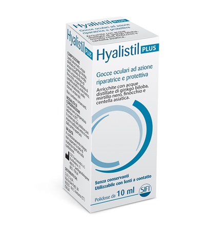 GOCCE OCULARI HYALISTIL PLUS ACIDO IALURONICO 0,4% ACQUA DISTILLATA DI GINKGO BILOBA + MIRTILLO NERO + FINOCCHIO + CENTELLA ASIATICA 10 ML - Farmacia Mortise