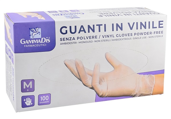 GUANTI VINILE SENZA POLVERE MEDIUM 100 PEZZI GAMMADIS - Farmacia Mortise