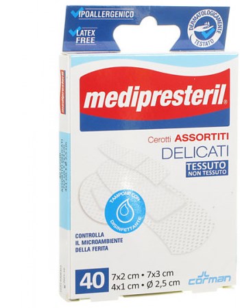 MEDIPRESTERIL CEROTTI DELICATI ASSORTITI 4 FORMATI 40 PEZZI - Farmacia Mortise