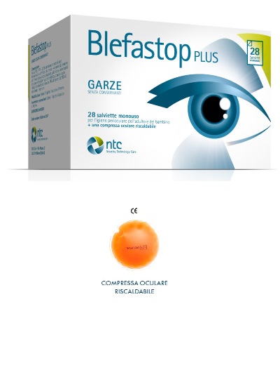 BLEFASTOP PLUS GARZA IN COTONE PIEGATA CON FILO DI BARIO 28 SALVIETTE MONOUSO + 1 COMPRESSA OCULARE RISCALDABILE - Farmacia Mortise