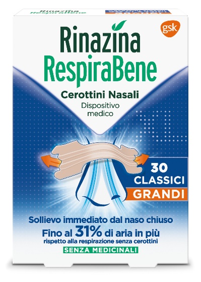 RINAZINA RESPIRABENE CEROTTI NASALI CLASSICI GRANDI CARTON 30 PEZZI - Farmacia Mortise