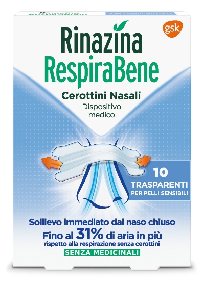 RINAZINA RESPIRABENE CEROTTI NASALI TRASPARENTI CARTON 10 PEZZI - Farmacia Mortise