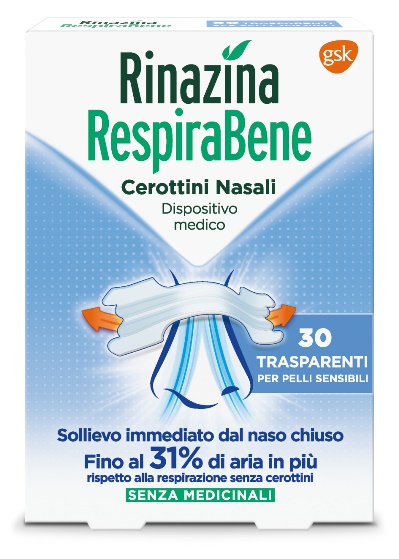 RINAZINA RESPIRABENE CEROTTI NASALI TRASPARENTI CARTON 30 PEZZI - Farmacia Mortise