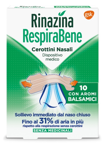 RINAZINA RESPIRABENE CEROTTI NASALI CON AROMI BALSAMICI CARTON 10 PEZZI - Farmacia Mortise