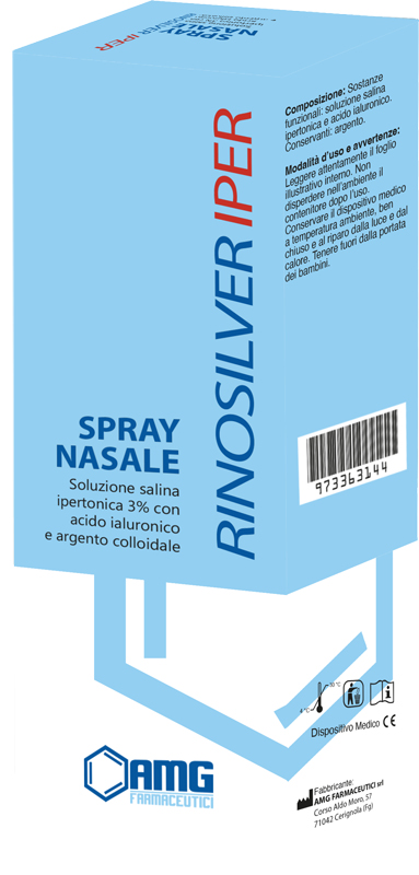 RINOSILVER SOLUZIONE SALINA IPERTONICA 3% CON ACIDO IALURONICO E ARGENTO COLLOIDALE SPRAY NASALE 20 ML - Farmacia Mortise