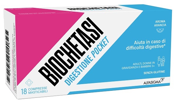 BIOCHETASI DIGESTIONE POCKET 18 COMPRESSE MASTICABILI - Farmacia Mortise