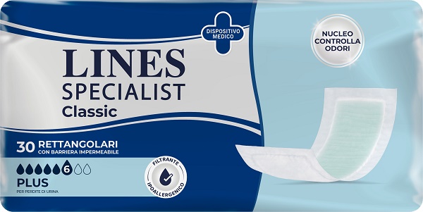 PANNOLONE LINES SPECIALIST CLASSIC RETTANGOLARE CON BARRIERA 30 PEZZI - Farmacia Mortise