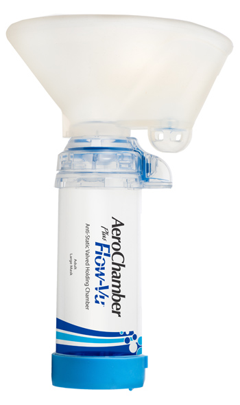CAMERA DI TENUTA CON VALVOLA AEROCHAMBER PLUS FLOW VU ADULTI LARGE 5+ ANNI - Farmacia Mortise