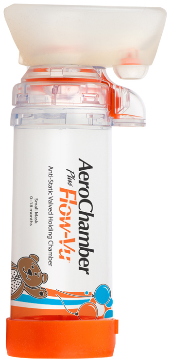 CAMERA DI TENUTA CON VALVOLA AEROCHAMBER PLUS FLOW VU PEDIATRICO SMALL 0-18 MESI - Farmacia Mortise
