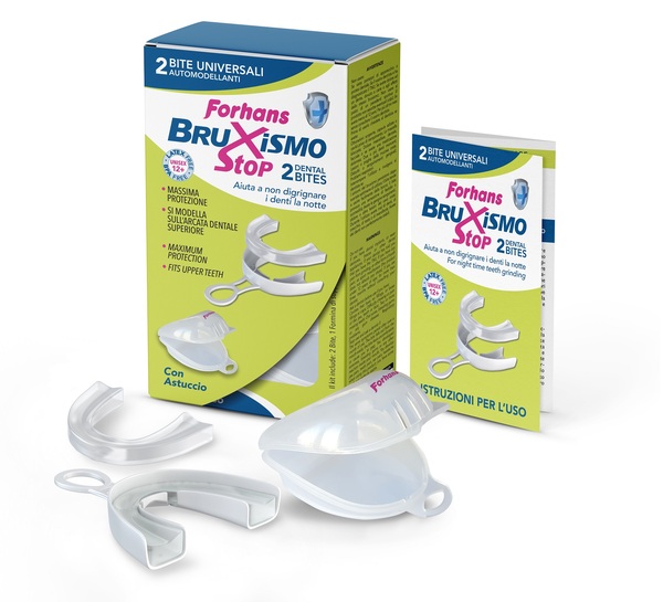 BITE UNIVERSALI AUTOMODELLANTI BRUXISMO STOP FORHANS 2 PEZZI - Farmacia Mortise