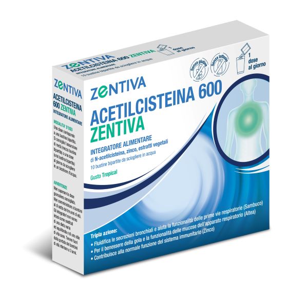 ACETILCISTEINA 600 ZENTIVA 10 BUSTINE BIPARTITE GUSTO TROPICAL - Farmacia Mortise
