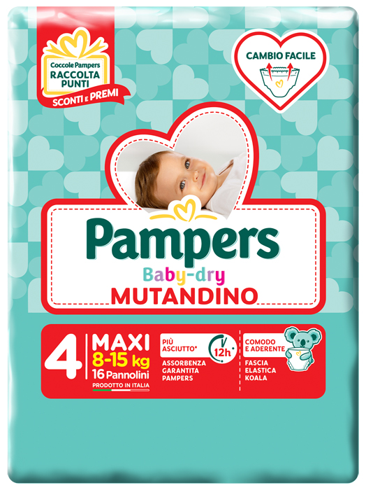 PAMPERS BABY DRY MUTANDINA MAXI 4 SMALL PACK 16 PEZZI - Farmacia Mortise