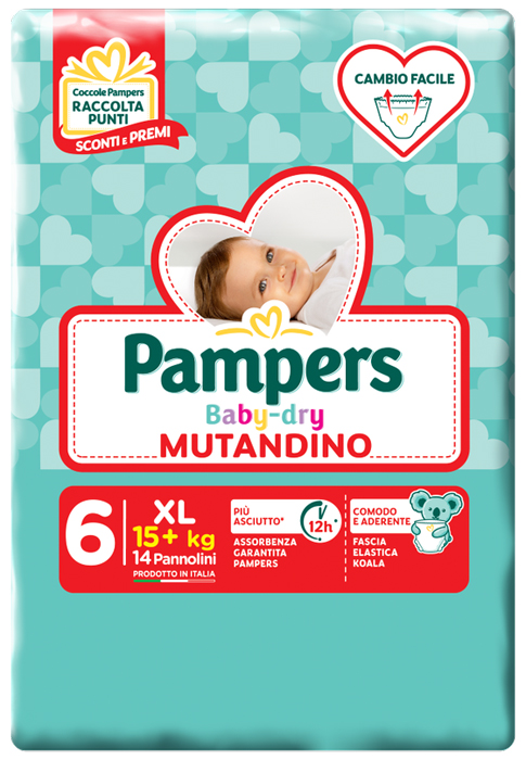 PAMPERS BABY DRY MUTANDINA XL 6 SMALL PACK 14 PEZZI - Farmacia Mortise