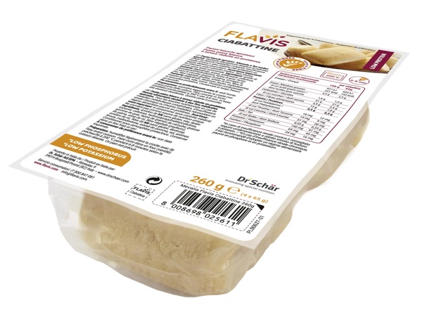 FLAVIS CIABATTINE PANINI BIANCHI APROTEICI 4 PEZZI DA 65 G - Farmacia Mortise