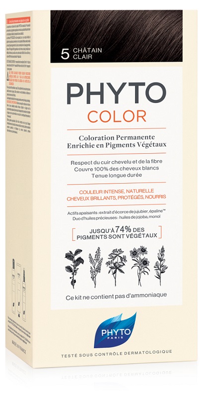 PHYTOCOLOR 5 CASTANO CHIARO 1 LATTE + 1 CREMA + 1 MASCHERA + 1 PAIO DI GUANTI - Farmacia Mortise