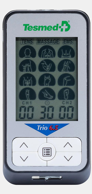 ELETTROSTIMOLATORE TERAPEUTICO TESMED TRIO 6,5 A 2 CANALI E 4 ELETTODI - Farmacia Mortise