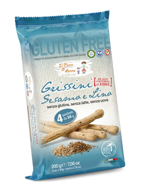 IL PANE DI ANNA GRISSINI CON SESAMO E LINO SENZA LATTE 200 G - Farmacia Mortise