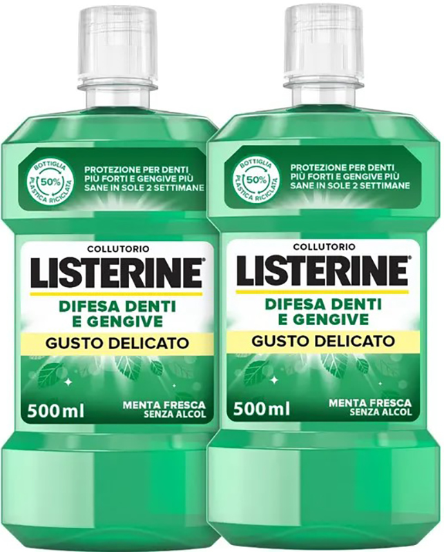 LISTERINE DENTI & GENGIVE GUSTO DELICATO 2 X 500 ML - Farmacia Mortise