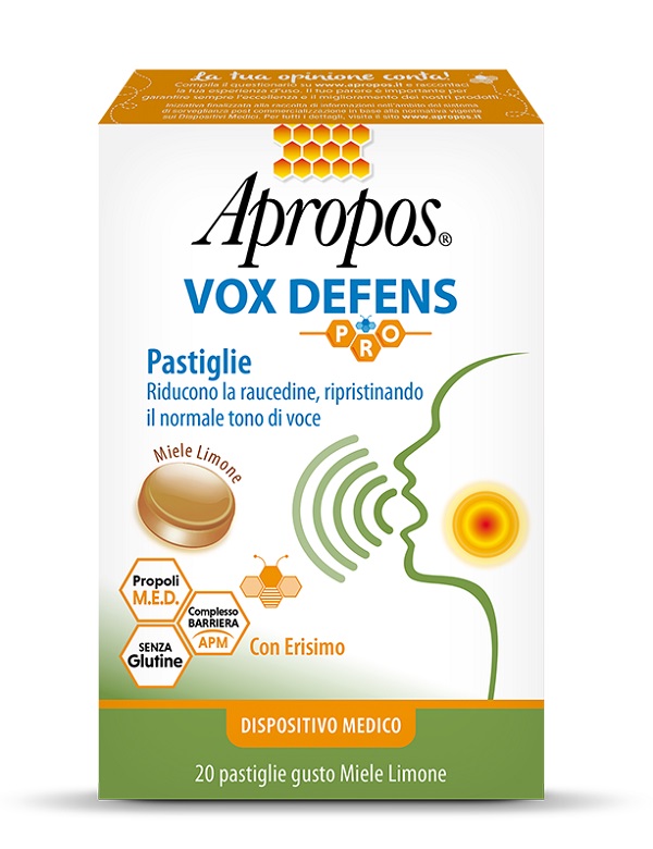 APROPOS VOX DEFENS PRO MIELE LIMONE 20 PASTIGLIE - Farmacia Mortise
