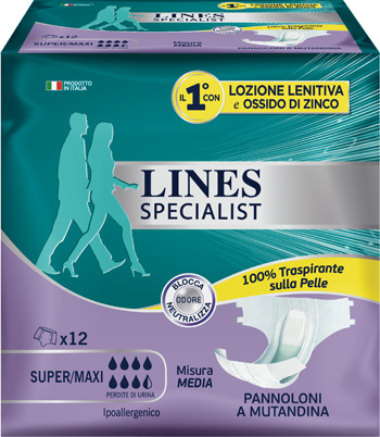 LINES SPECIALIST PANNOLONE A MUTANDA MEDIA 12 PEZZI - Farmacia Mortise