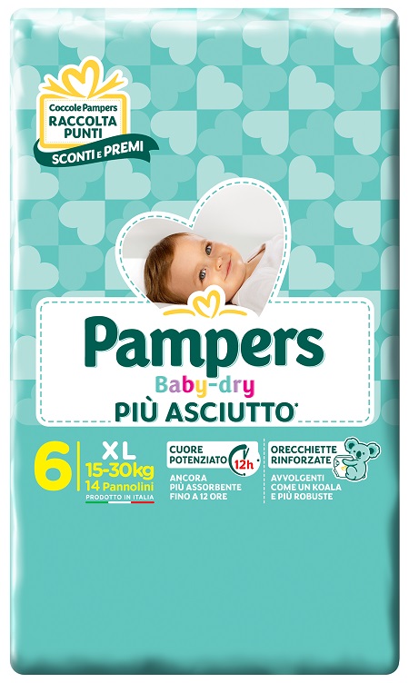 PAMPERS BABY DRY DWCT XL 14 PEZZI - Farmacia Mortise