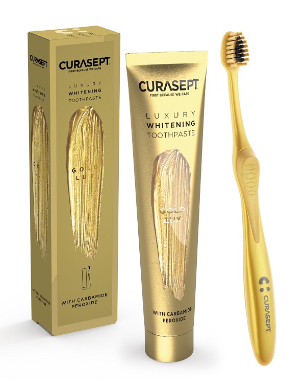 CURASEPT GOLD LUXURY WHITENING DENTIFRICIO 75 ML + SPAZZOLINO - Farmacia Mortise