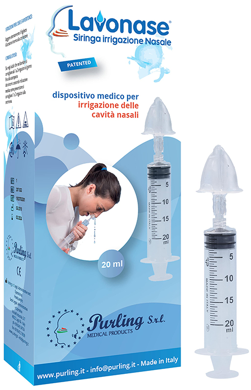 LAVONASE IRRIGAZIONE NASALE NON STERILE SIRINGA 20 ML + LUER-LOCK CON CAPPUCCIO + UGELLO NASALE CON RACCORDO LUER-LOCK + PERFORATORE CON VALVOLA NON RITORNO CON TAPPO - Farmacia Mortise