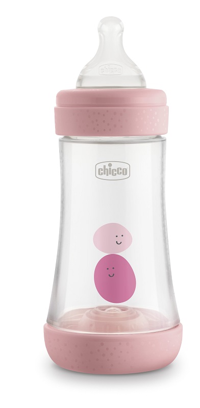 CHICCO BIBERON PERFECT 5 GIRL 240 ML IN SILICONE 2 FORI - Farmacia Mortise