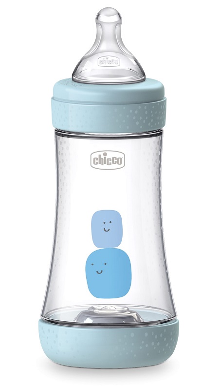 CHICCO BIBERON PERFECT 5 BOY 240 ML IN SILICONE 2 FORI - Farmacia Mortise