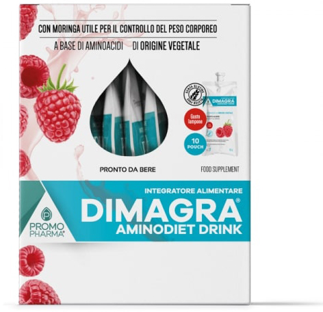 DIMAGRA AMINODIET DRINK LAMPONE 10 POUCH DA 80 G - Farmacia Mortise